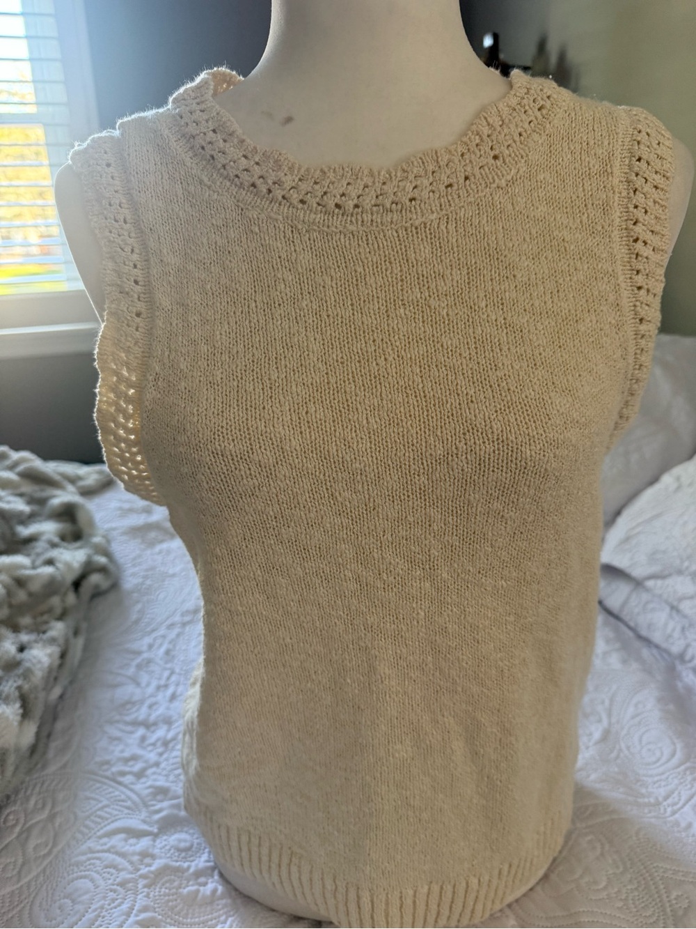J. Crew Cream Sleeveless V-Neck Knit Sweater